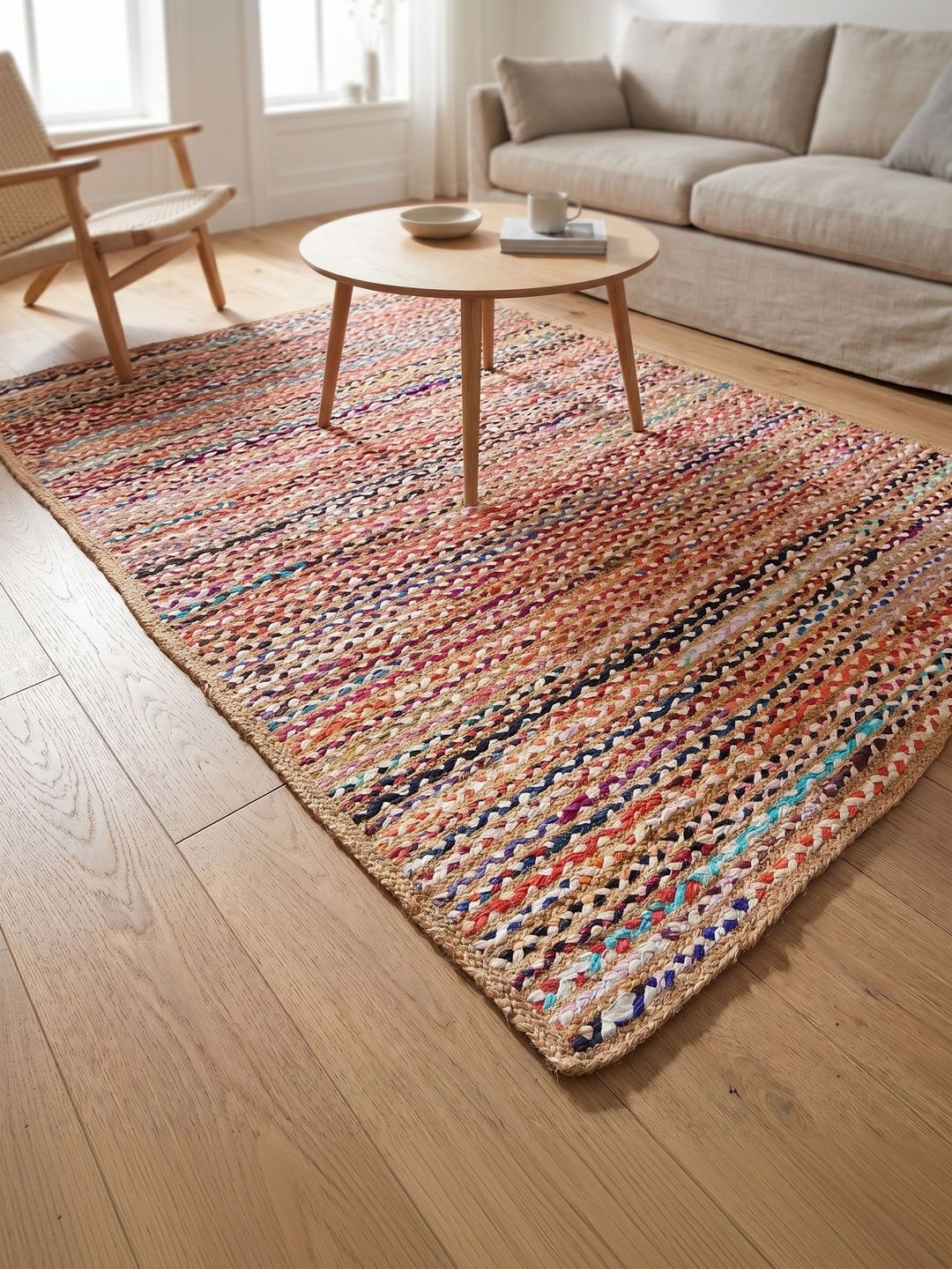 ASTERLANE Brown Colourblocked Handmade Cotton Carpet-picture-42