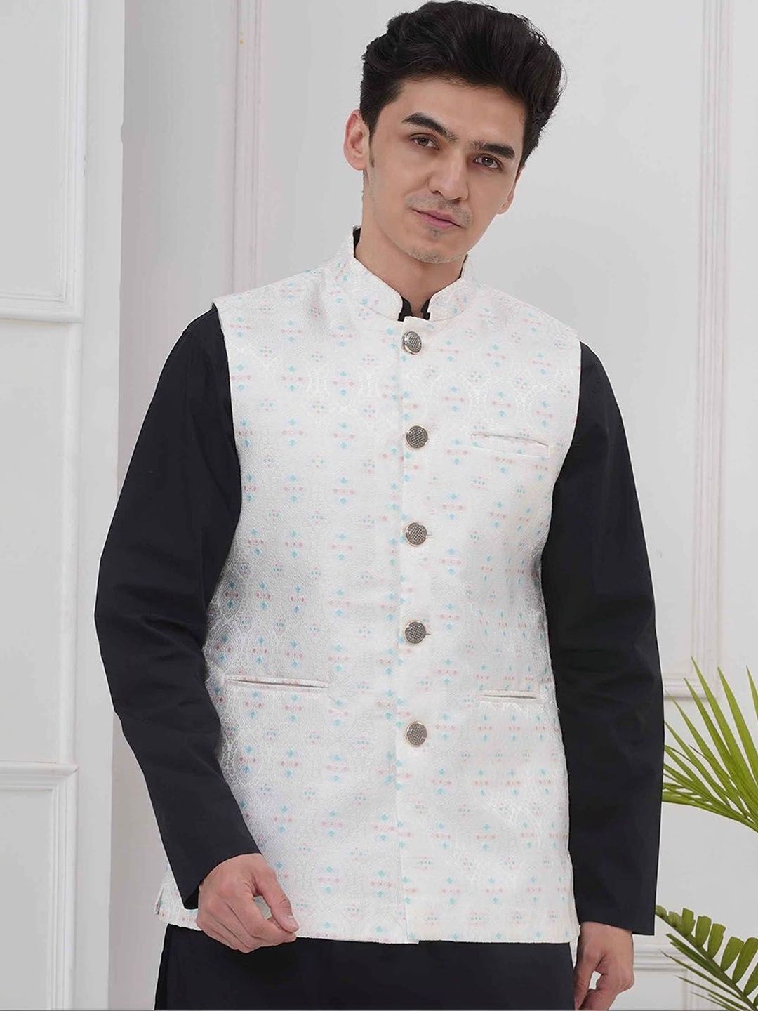Moda Rapido Mandarin Collar Sleeveless Nehru Jacket-picture-47