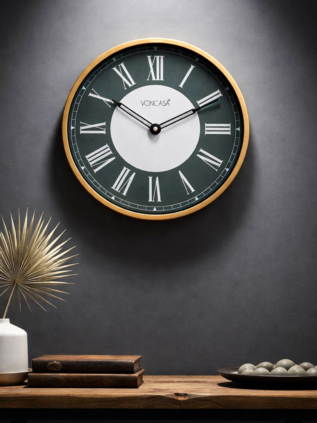 market99 green & white elegant neo-classical plastic wall clock