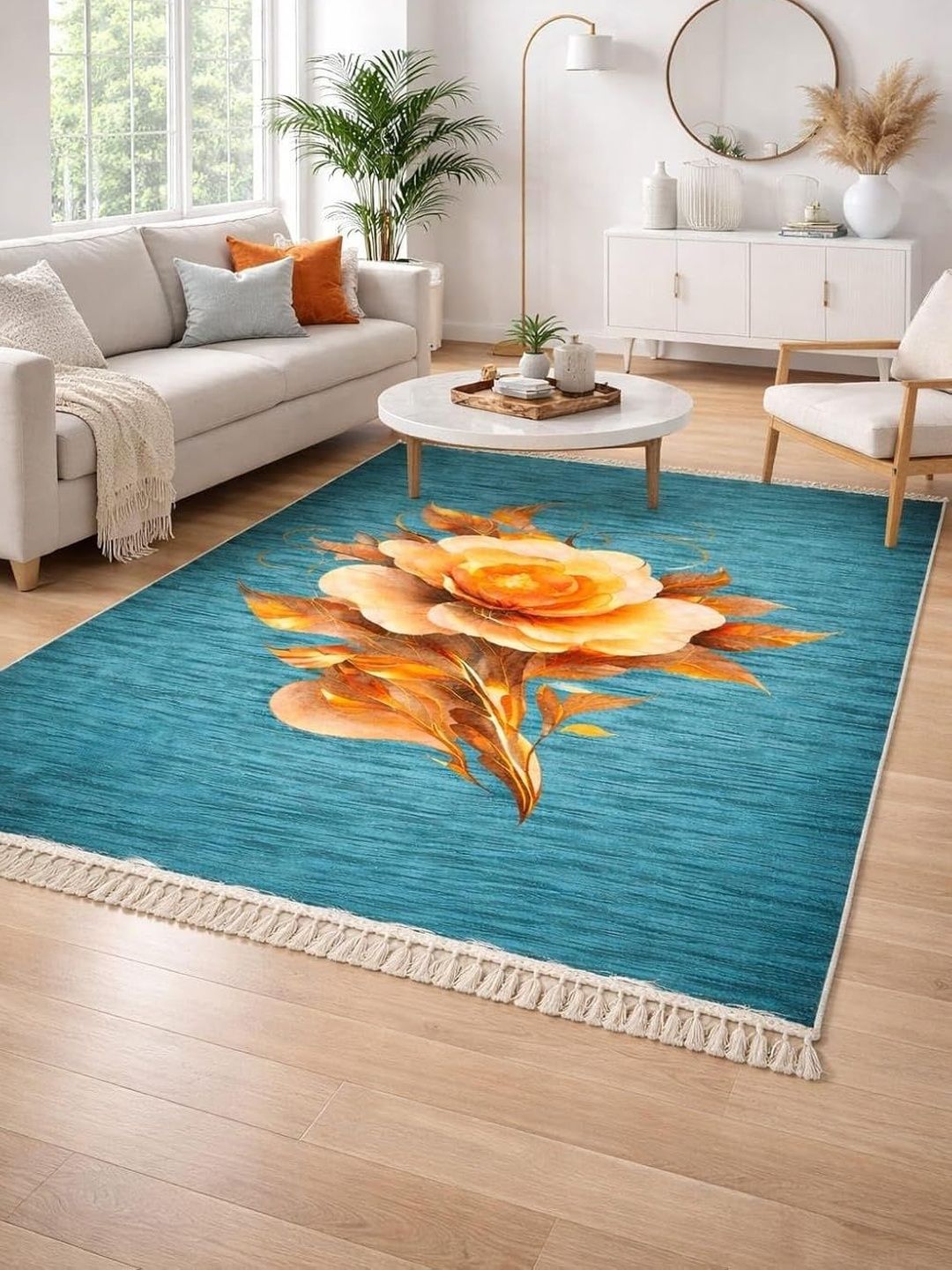 LUZDECOR Sea Green Floral Anti-Skid Other Carpet-picture-50