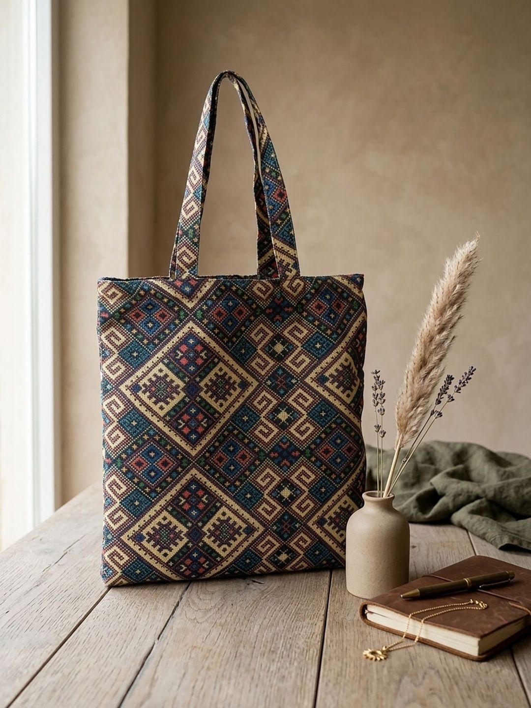HERE&NOW Ethnic Motifs Printed Tote Bag-image-23