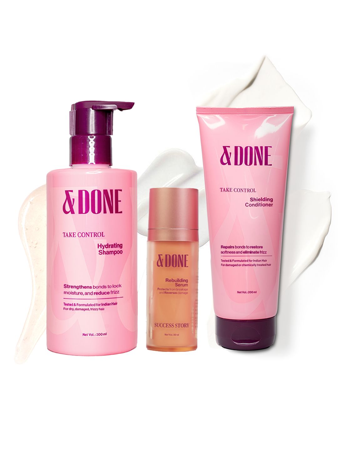 &DONE Set Of 3 Shampoo 300 ml And Conditioner 100 ml & Hair Serum 30 ml-image-20
