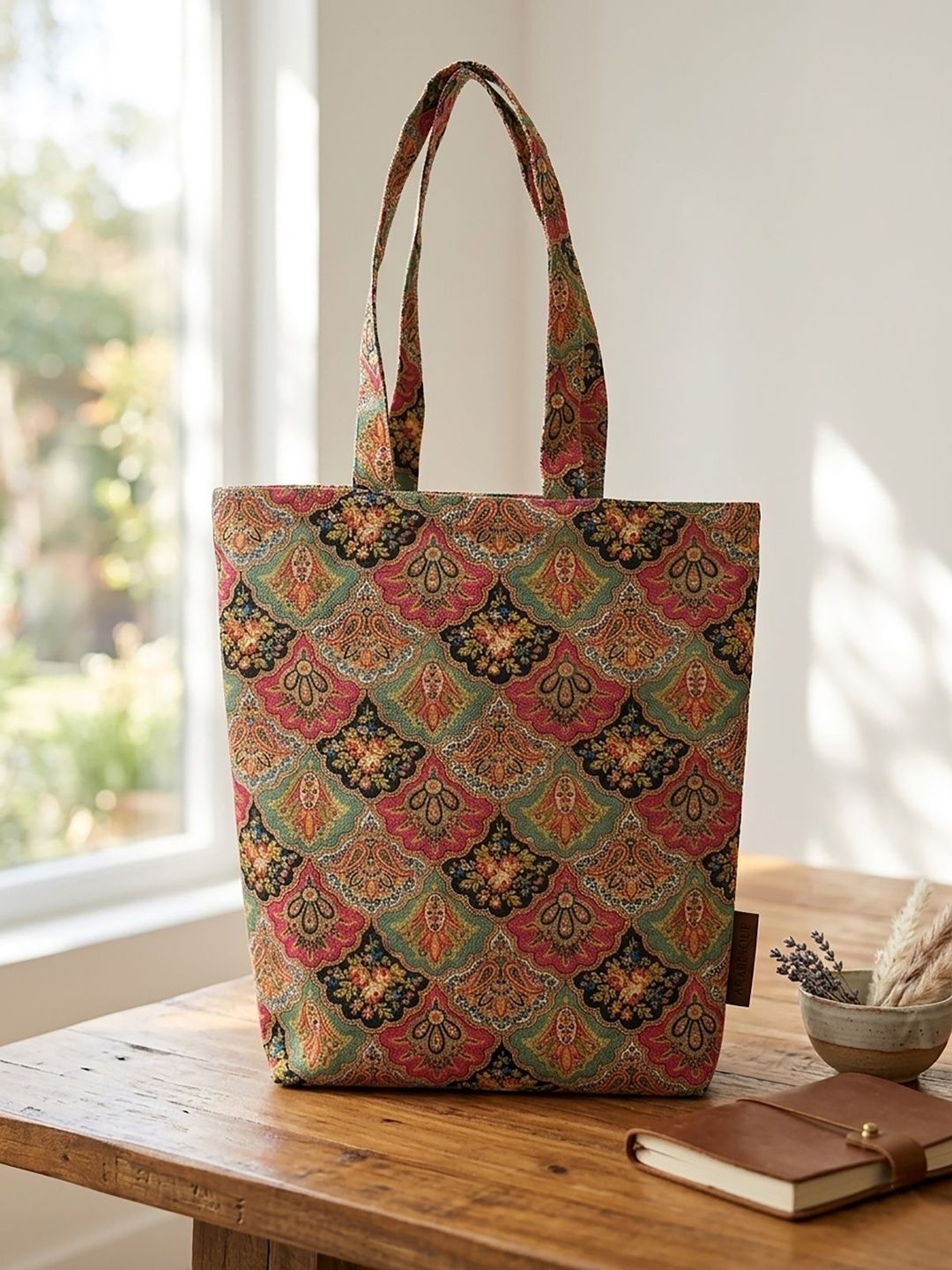 HERE&NOW Ethnic Motifs Printed Shopper Tote Bag-picture-21