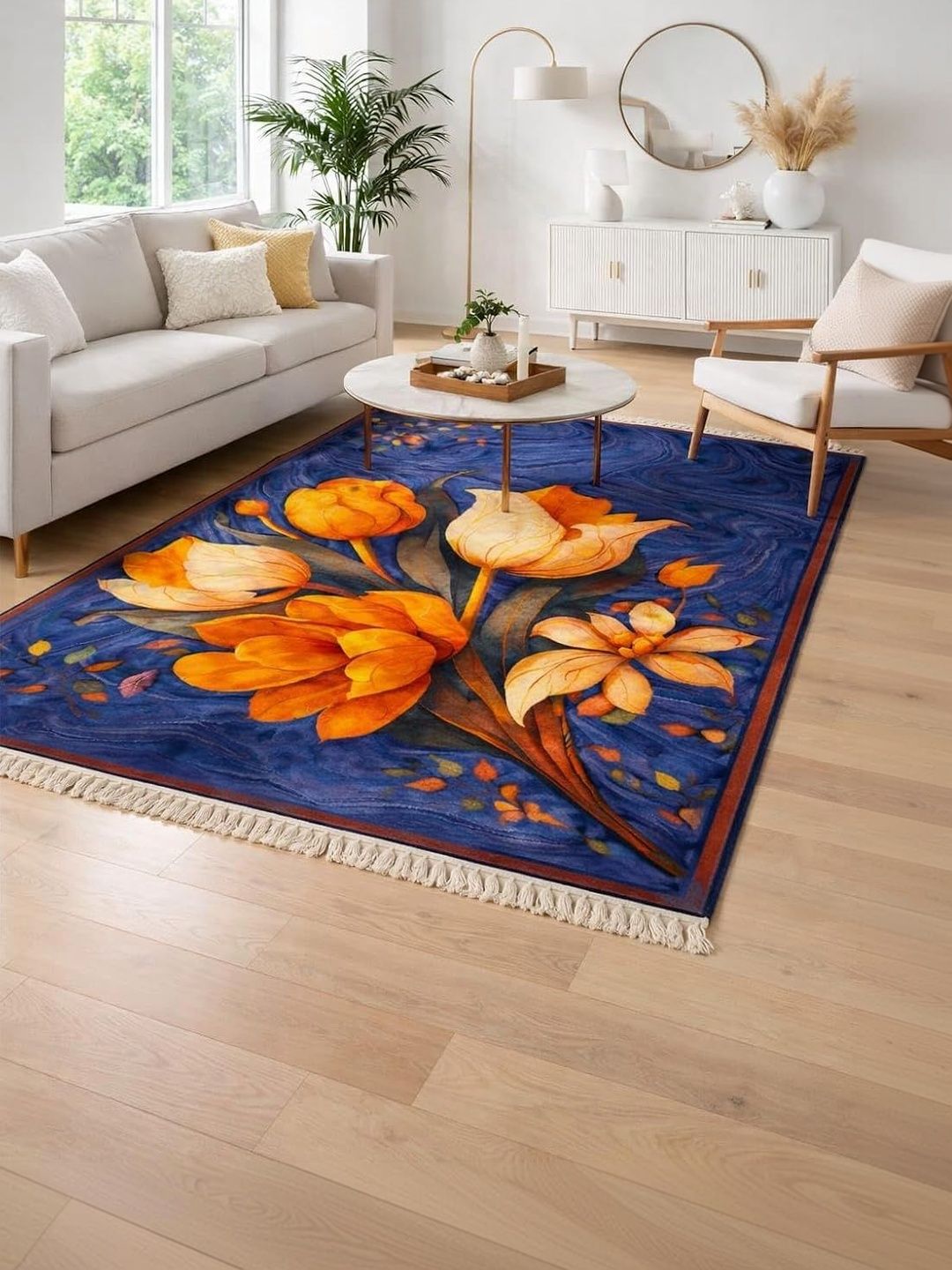 LUZDECOR Blue Floral Anti-Skid Other Carpet-picture-39