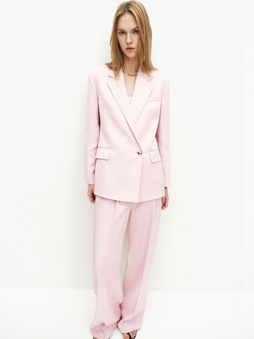 MANGO Notched Lapel Collar Double-Breasted Casual Blazer