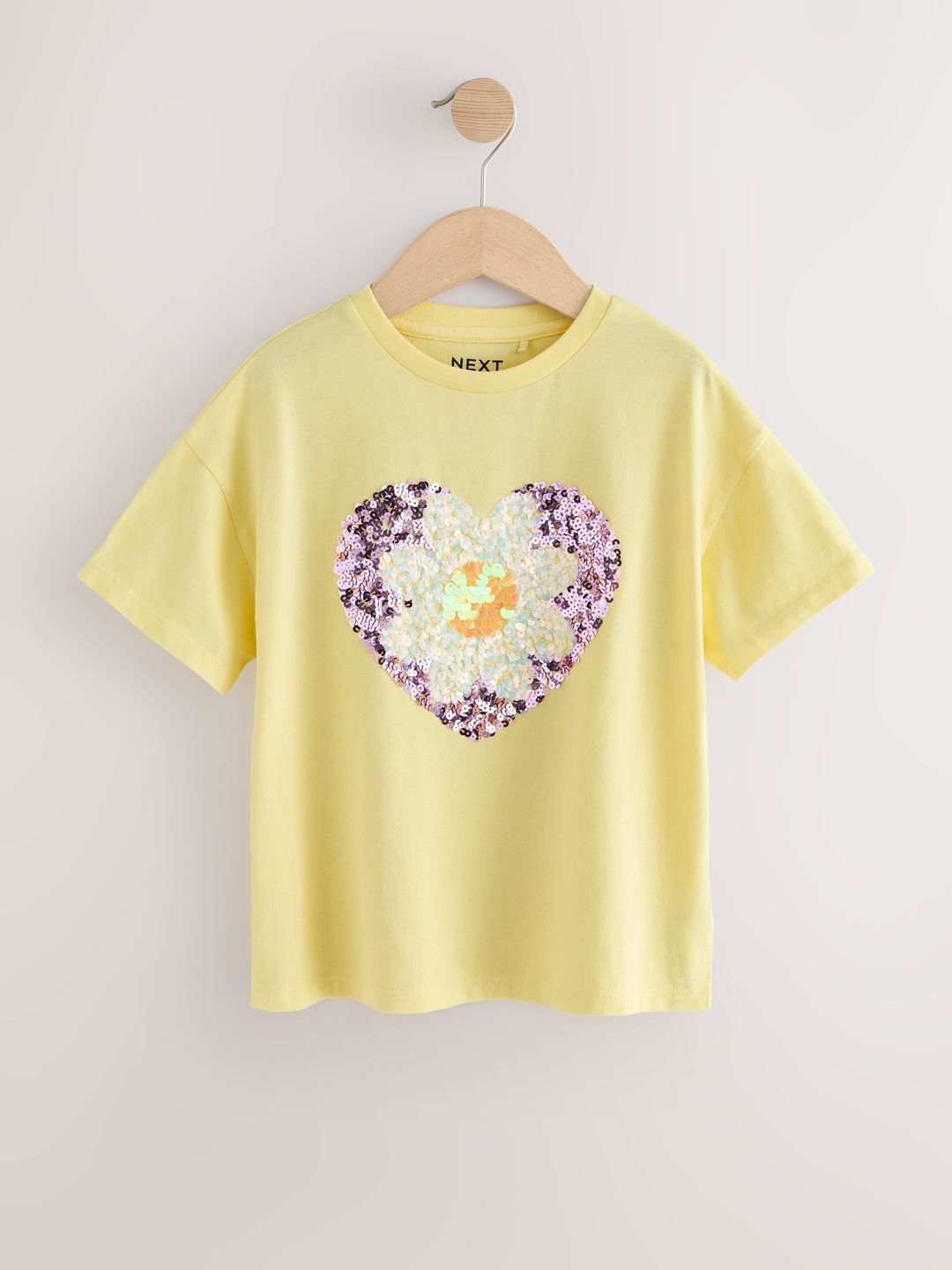 NEXT Girls Daisy Sequin Heart T-shirt-picture-50