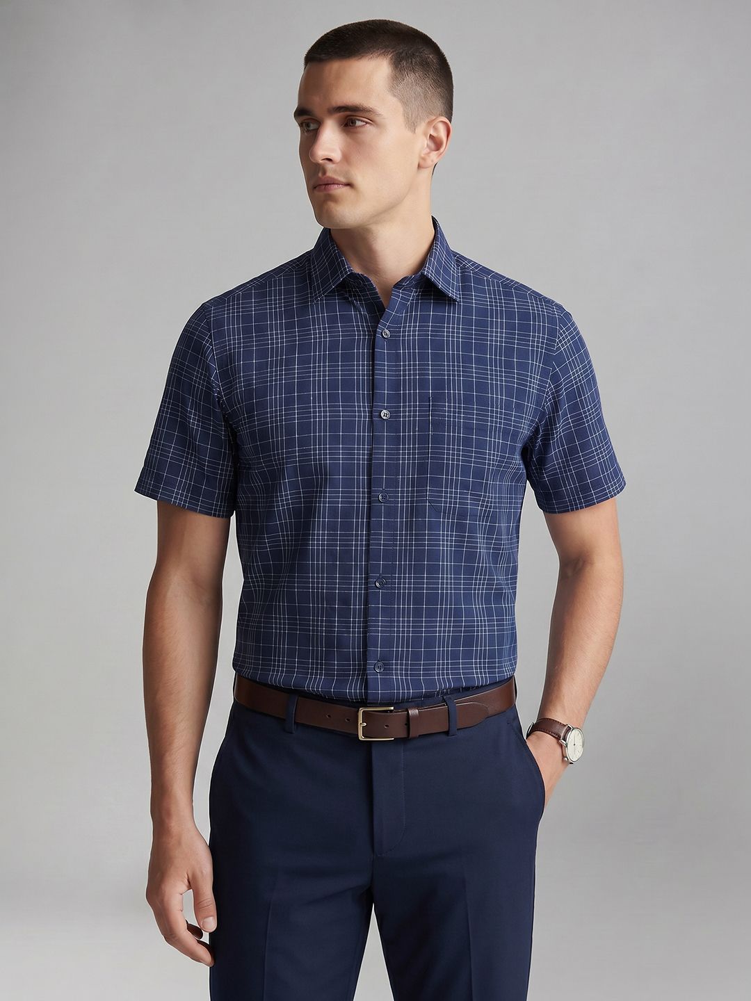 Louis Philippe Checked Pure Cotton Formal Shirt-picture-20