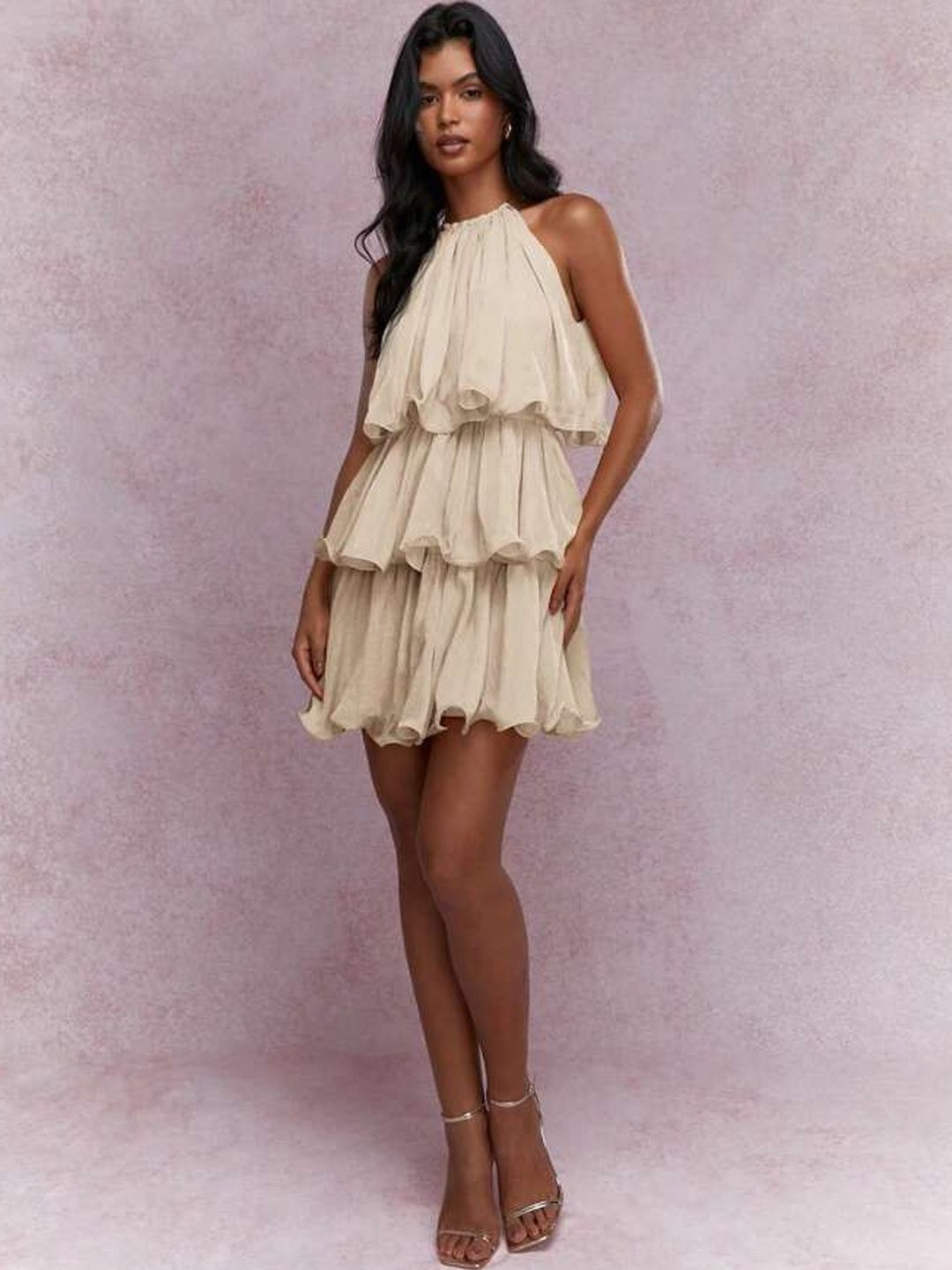 Miss Mosa By Akanksha Dovie Halterneck Ruffle Mini Dress view 1