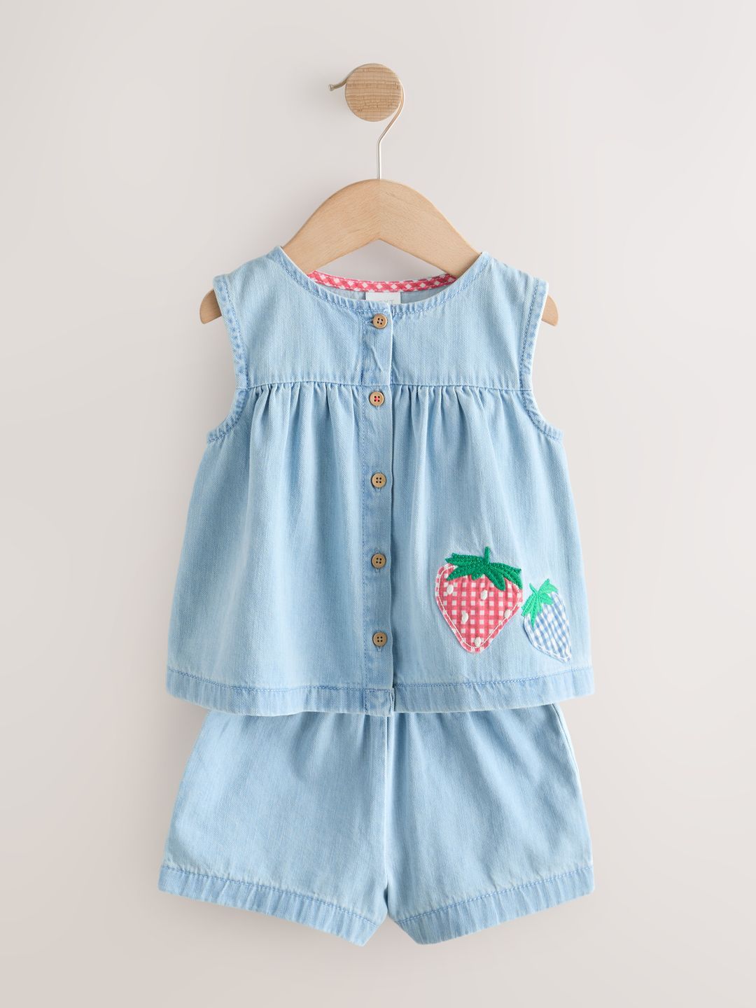 NEXT Girls Embroidered Pure Cotton Top With Shorts-image-36