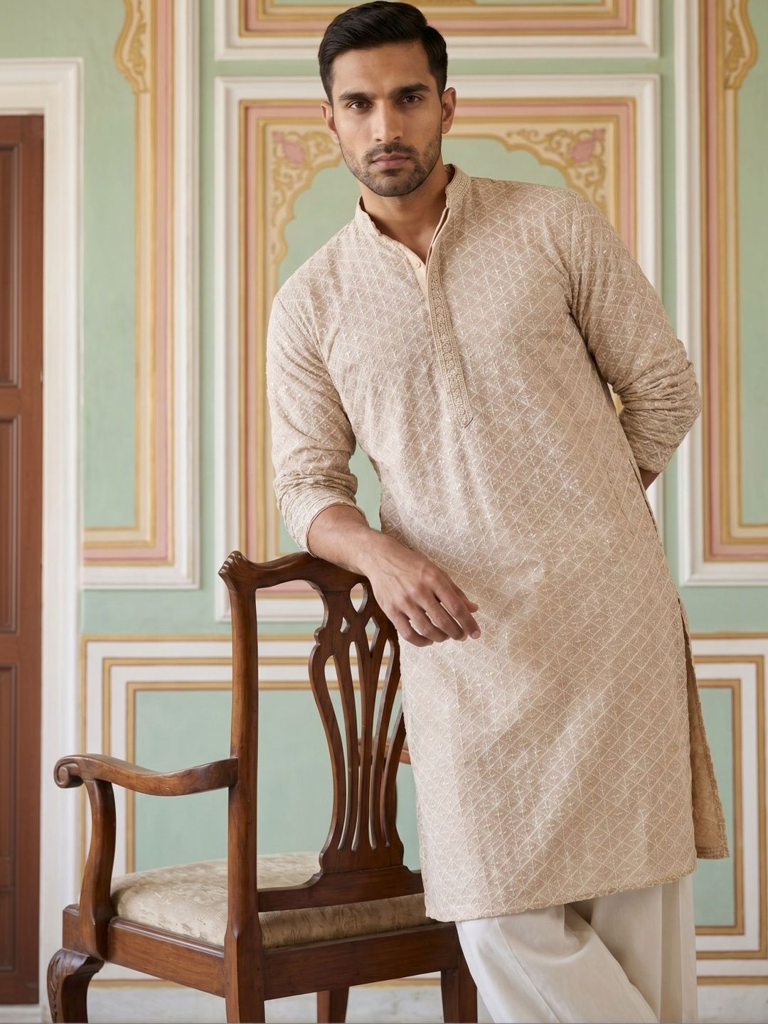 Jompers Men Embellished Sequinned Kurta-picture-14