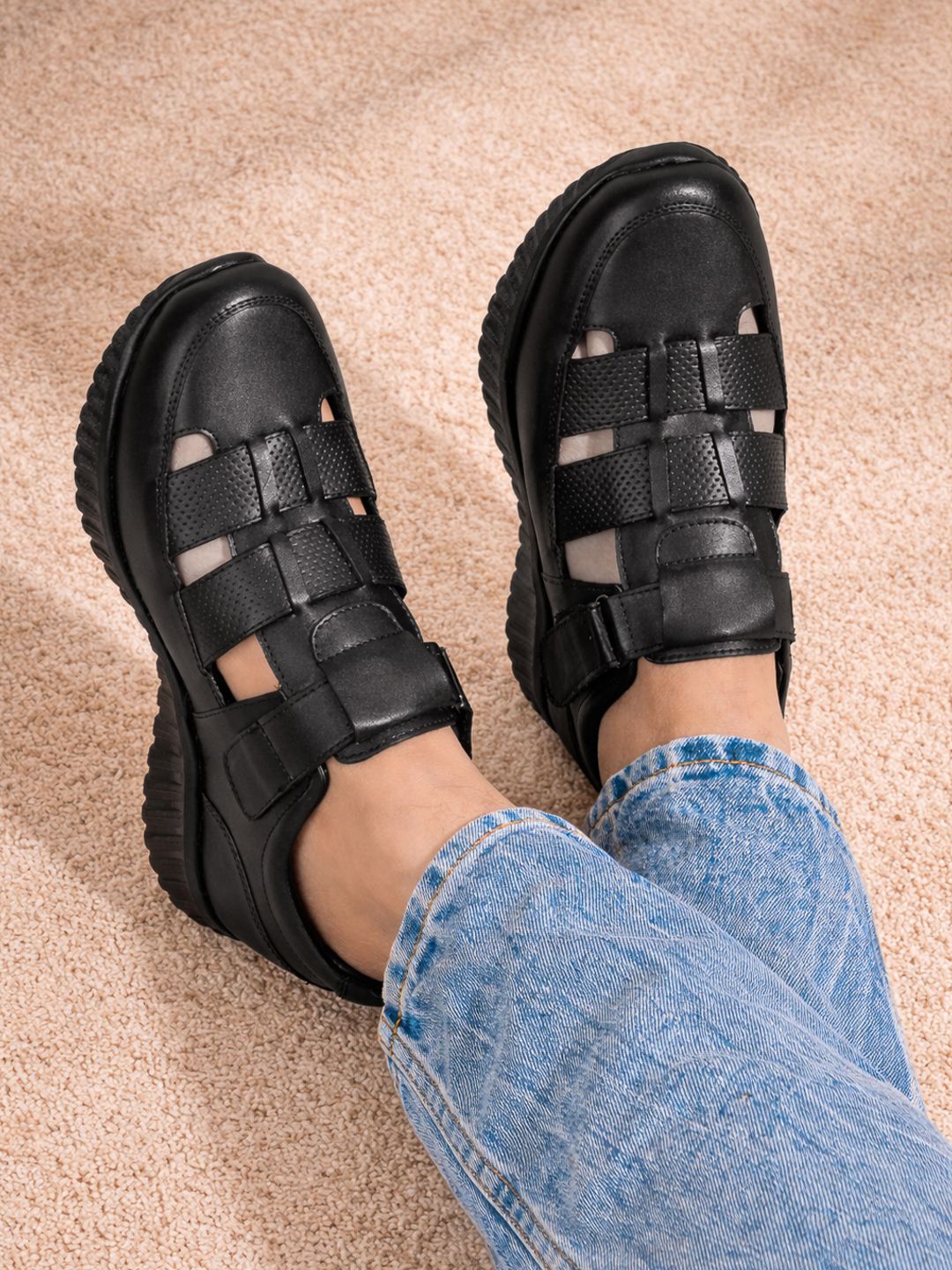 HI Toes Men Synthetic Leather Fisherman Sandals-image-3