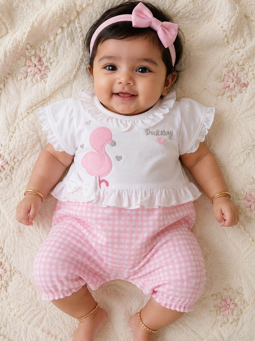 BABY GO Infant Girls Printed Cotton Rompers-image-20