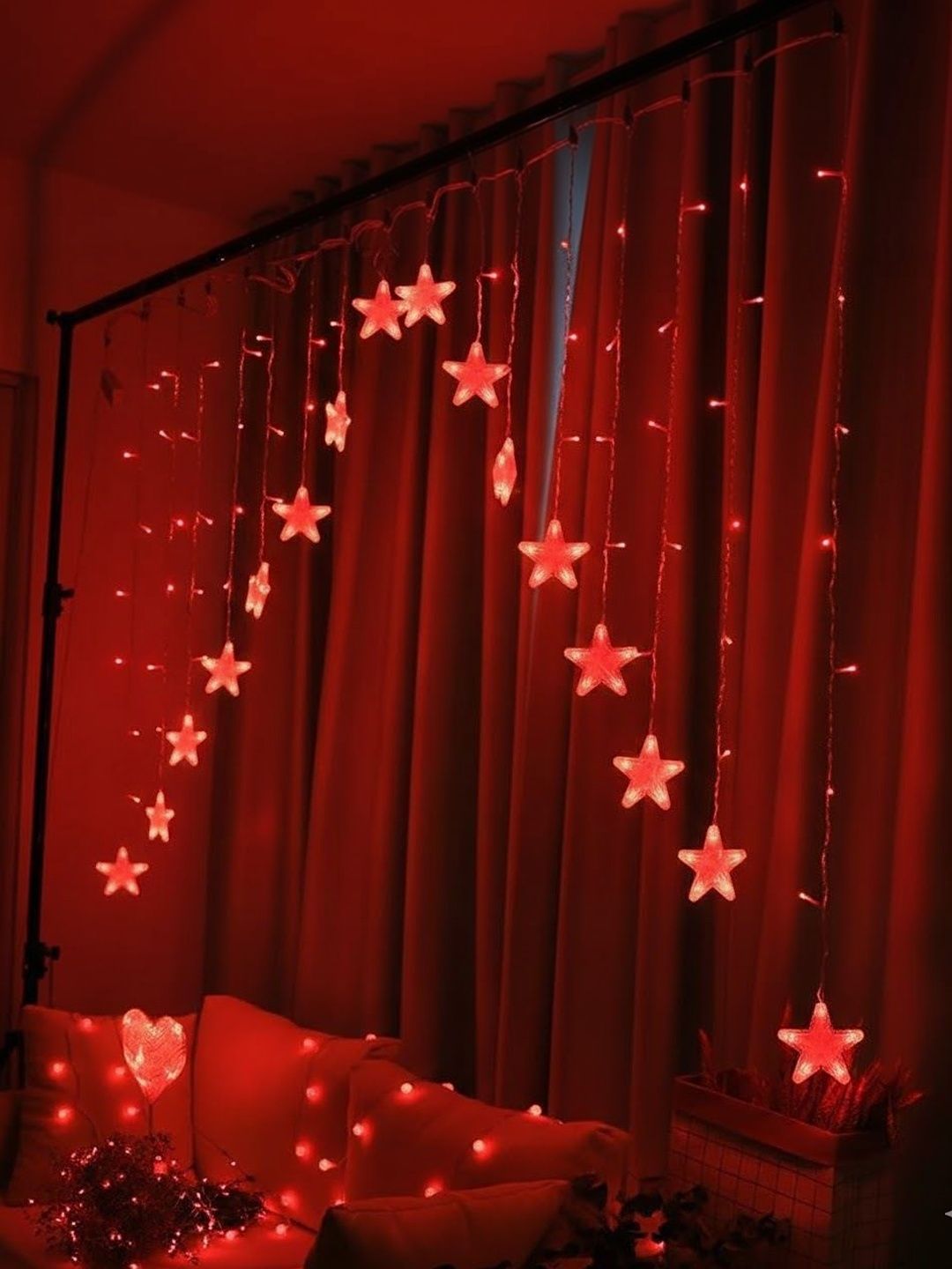 Khizar Red Star-Shaped 108 LED String Lights - 3 m-picture-36