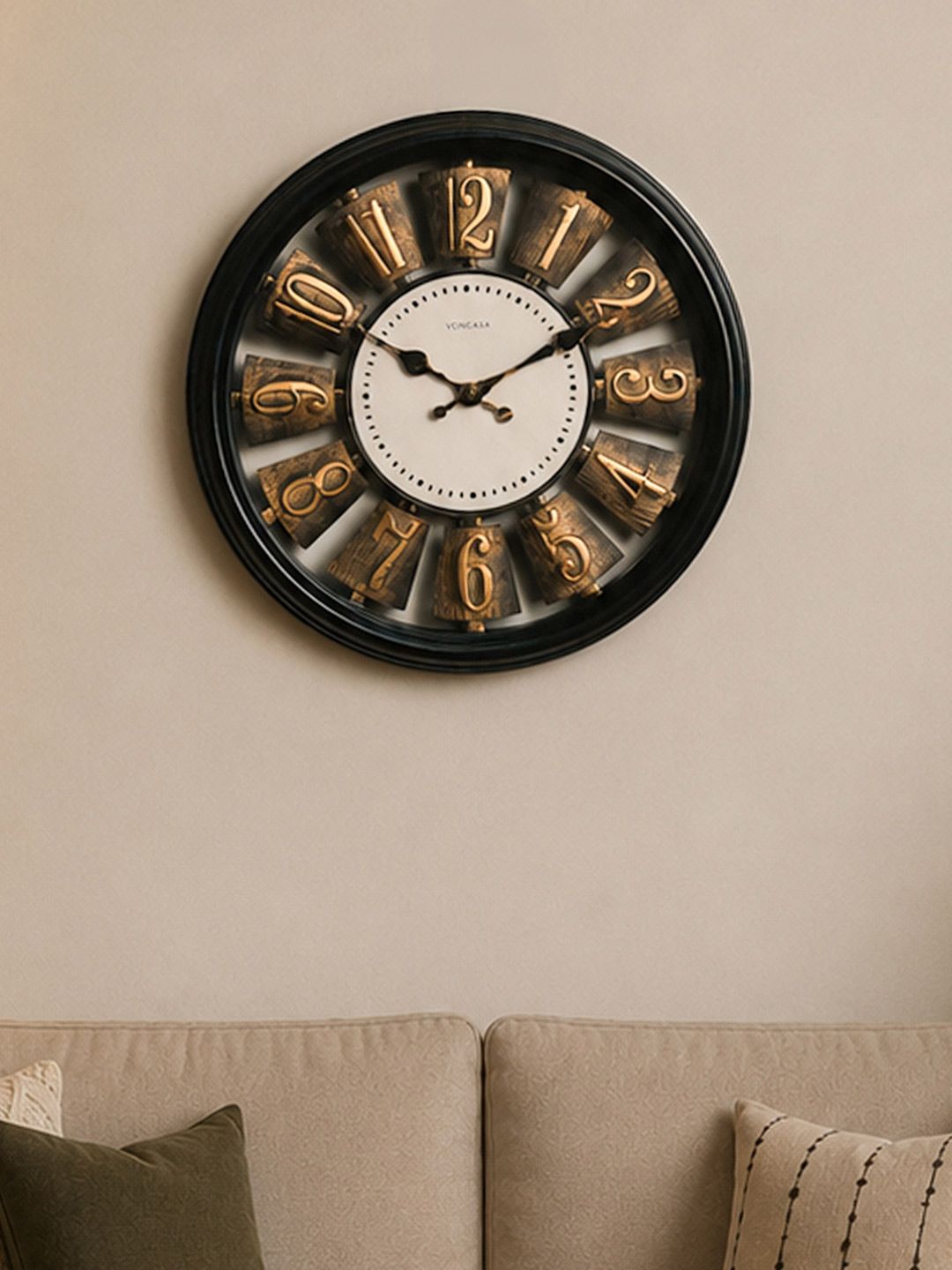 MARKET99 Brown & Black Rustic Industrial Gear Style Plastic Wall Clock-picture-18