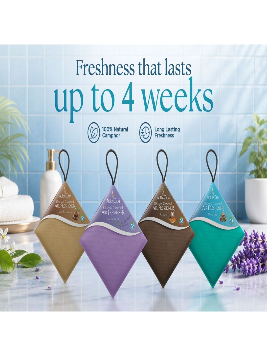 AuraCam Pack Of 4 Organic Camphor Car Air Freshener-image-15