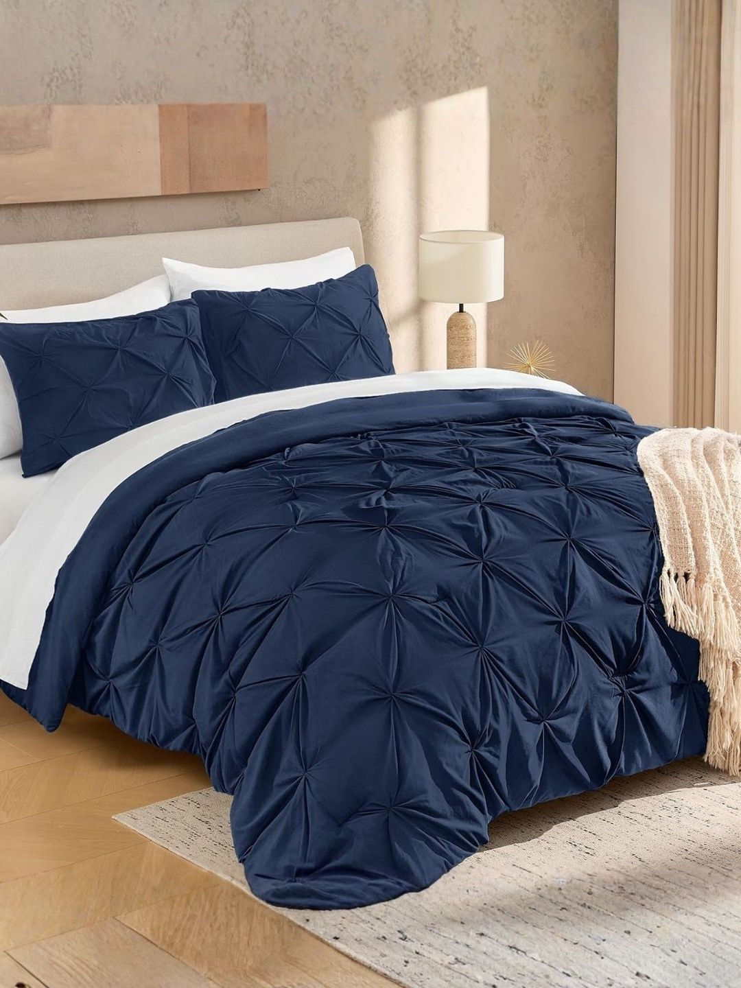 THE WHITE MOSS Blue & Navy Blue Heavy Winter 400 GSM Comforter-image-46