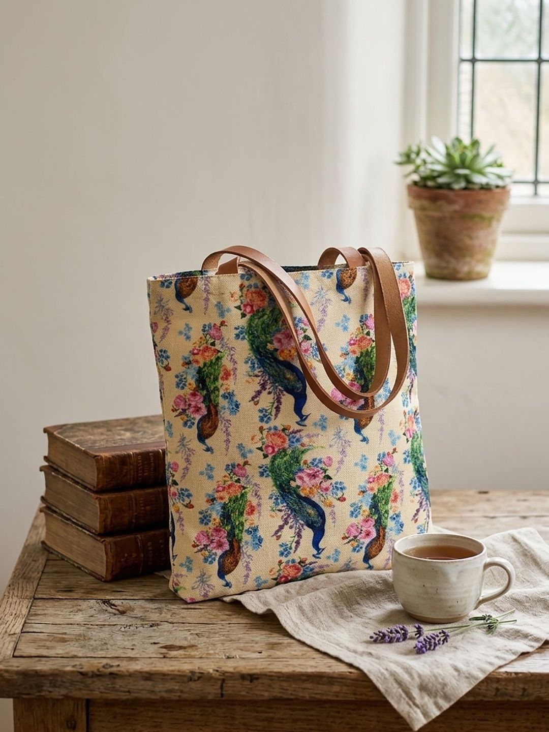 HERE&NOW Floral Printed Shopper Tote Bag-picture-38