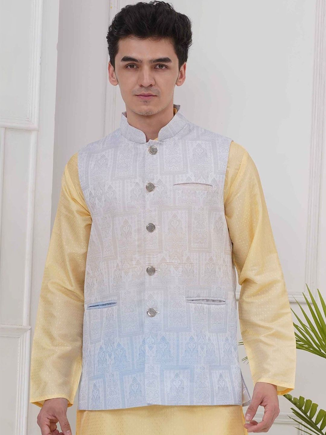 Moda Rapido Mandarin Collar Sleeveless Nehru Jacket-picture-31