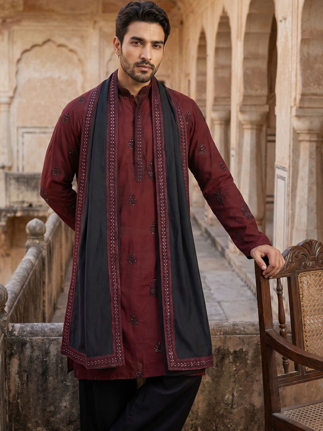 Jompers Men Embellished Sequinned Kurta-picture-15