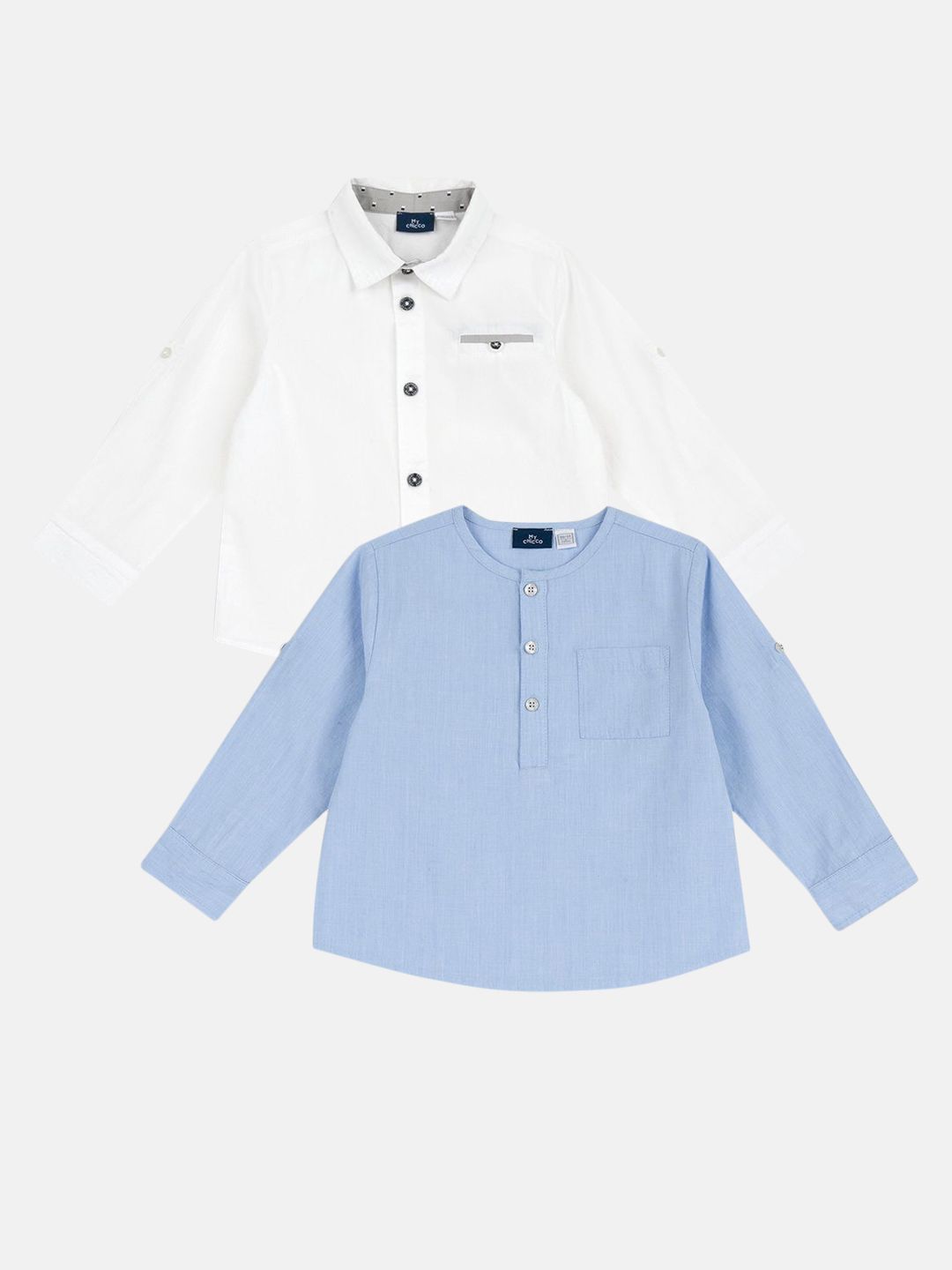 Chicco Boys Pack of 2 Solid Relaxed Regular Fit Shirt-image-22