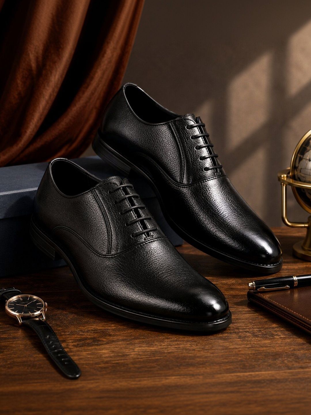 Provogue Men Textured Leather Pointed Toe Lace-Ups Leather Formal Oxfords-picture-38