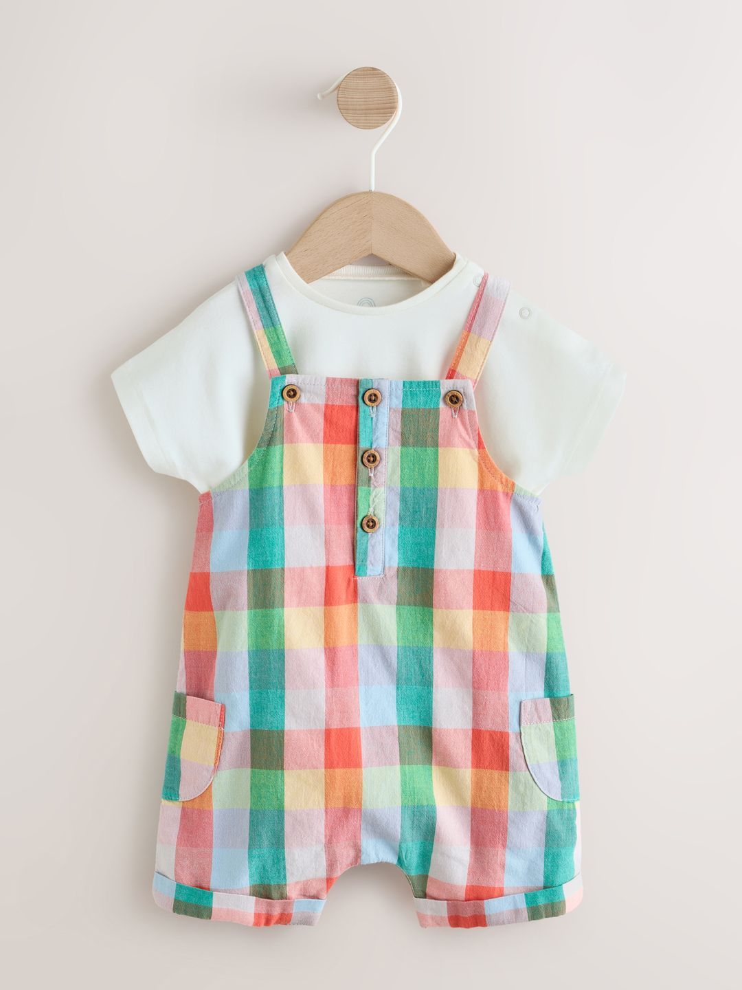NEXT Infant Boys Checked Bodysuit With Dungaree-image-25