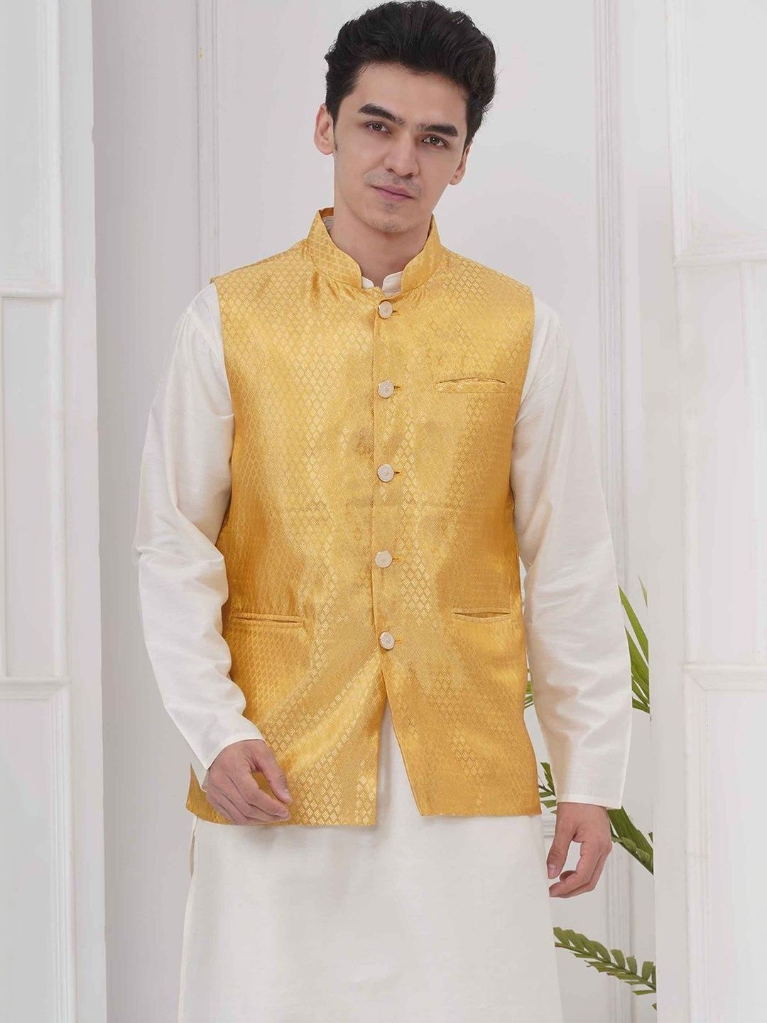 Moda Rapido Mandarin Collar Sleeveless Nehru Jacket-picture-57