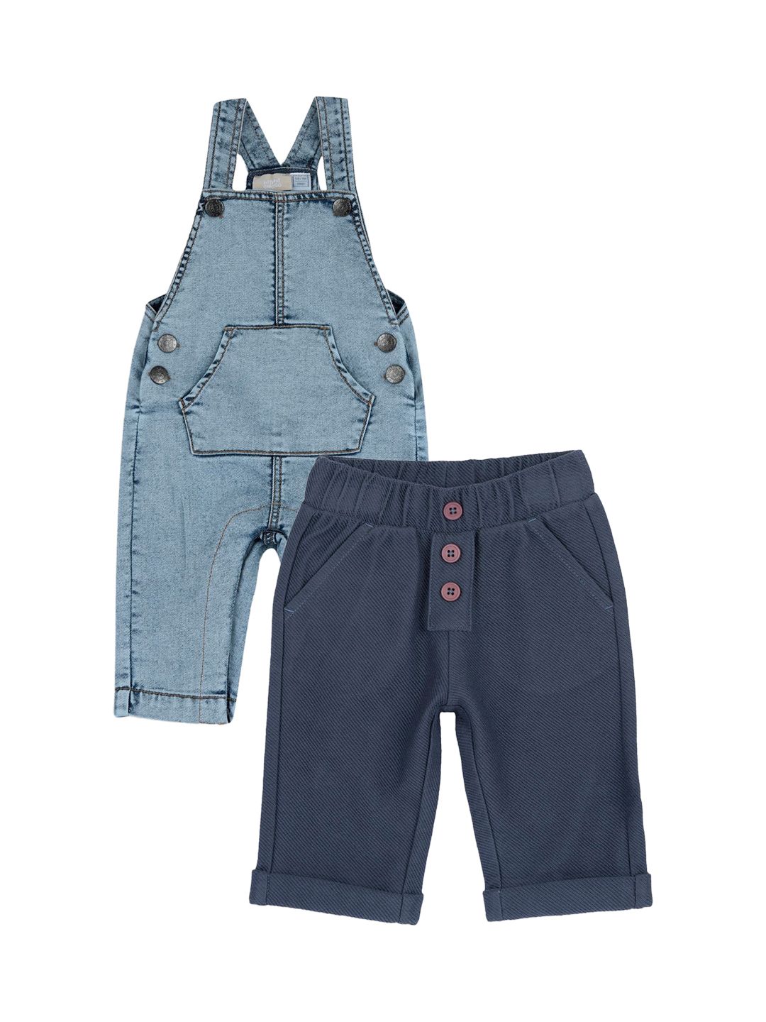 Chicco Boys Pack of 2 Solid Dungarees and Trousers-image-21