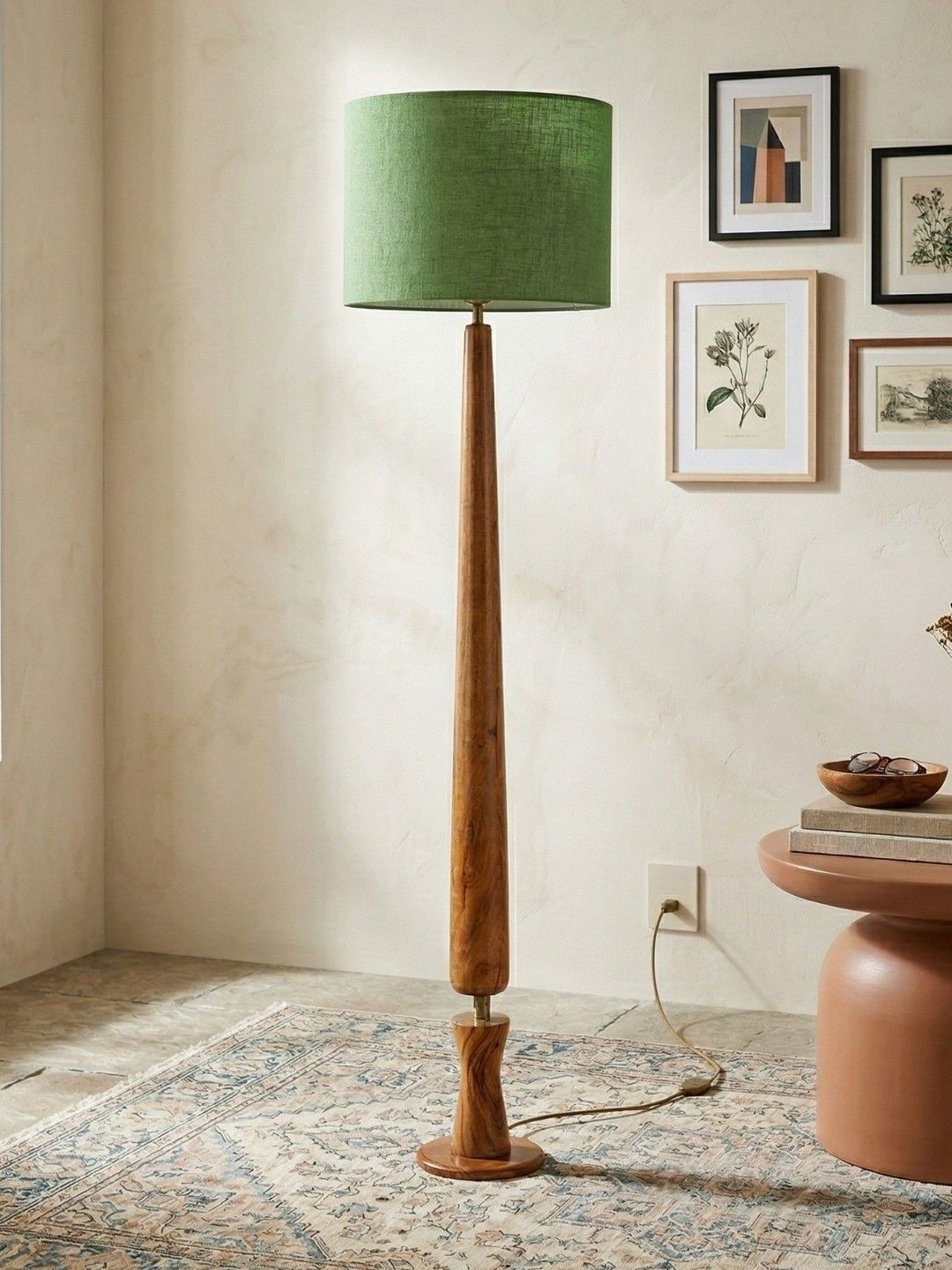 FREEDOM TREE Balance Sculptural Minimal Wooden Floor Lamp with Green Shade-image-48