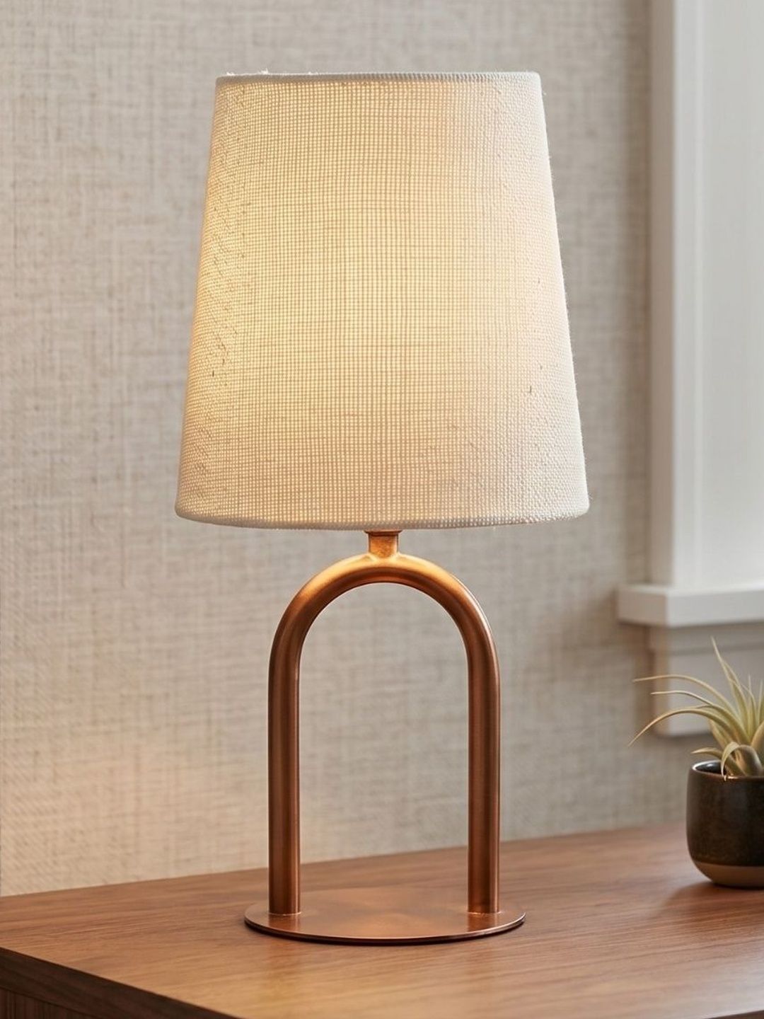 FREEDOM TREE Ura Contemporary Metallic Table Lamp with Solid White Small Taper Shade-picture-16