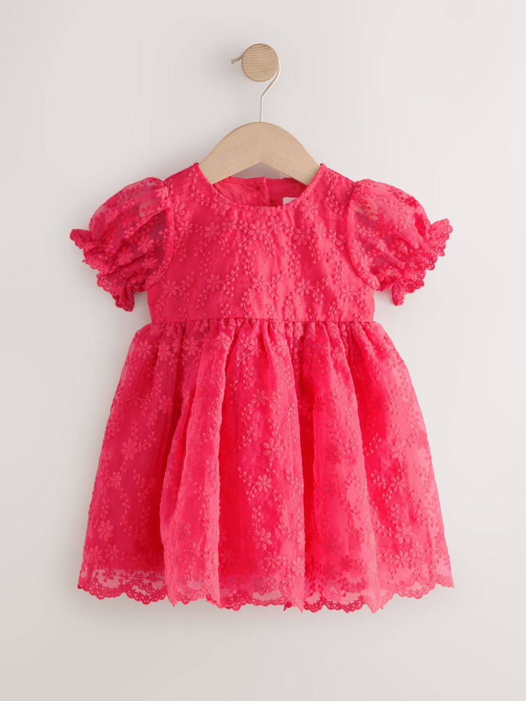 NEXT Girls Floral Embroidered Puff Sleeve Fit & Flare Dress-picture-53