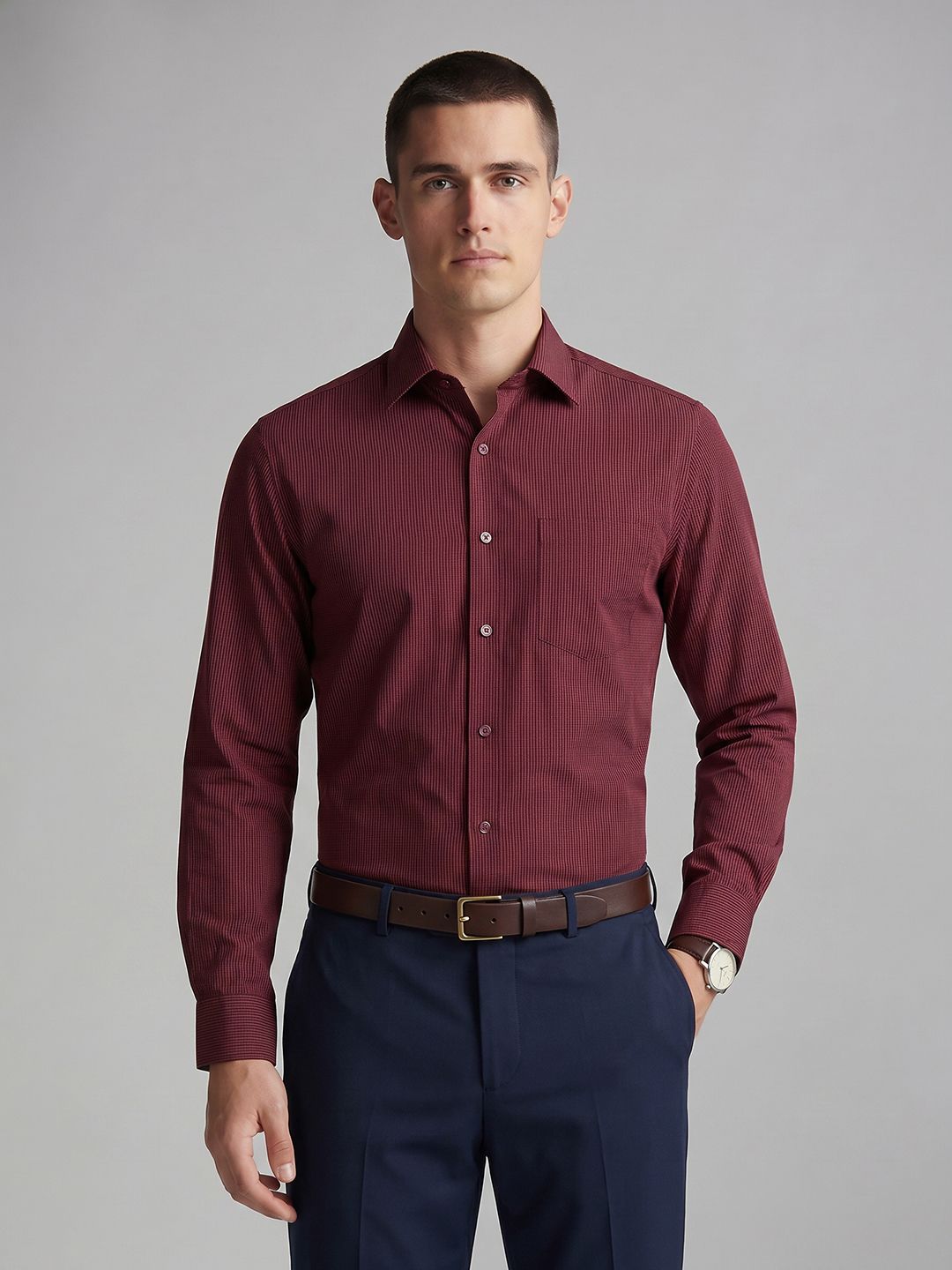 Louis Philippe Textured Pure Cotton Formal Shirt-picture-30
