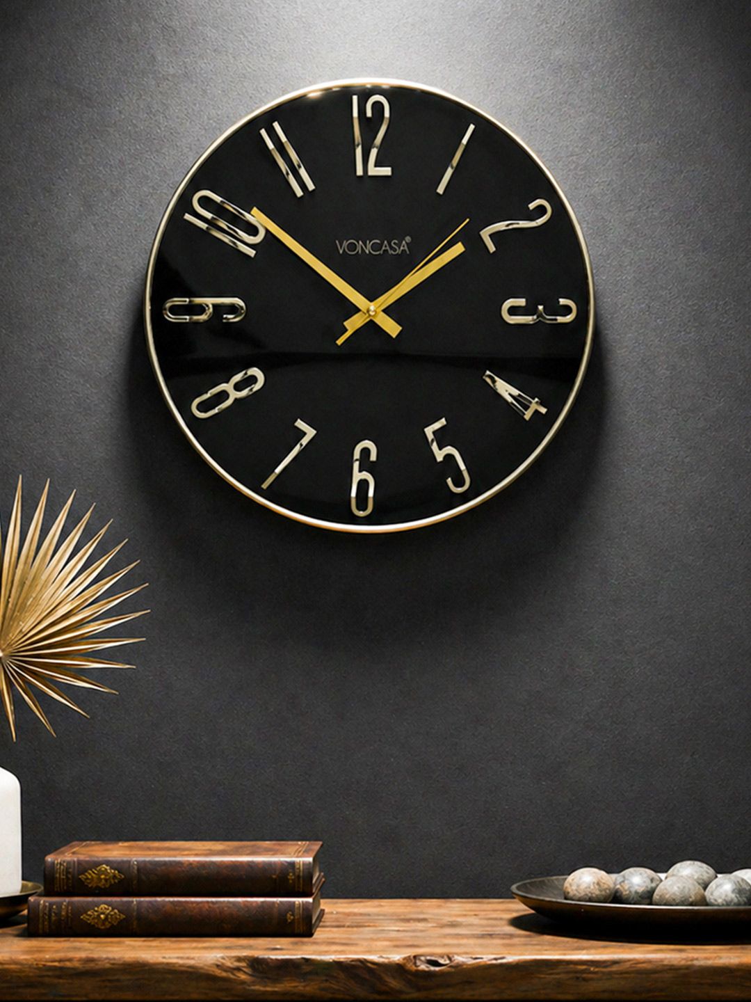 MARKET99 Black & Silver-Toned Modern Plastic Wall Clock-picture-49
