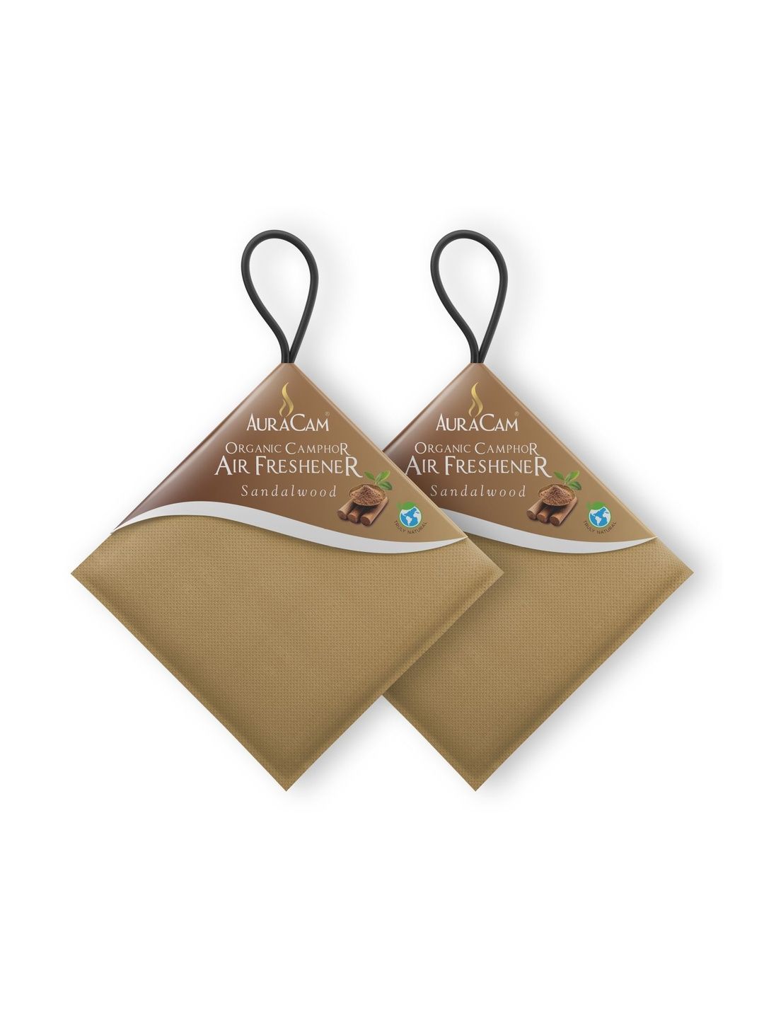 AuraCam Pack Of 2 Organic Camphor Sandalwood Car Air Freshener-picture-35
