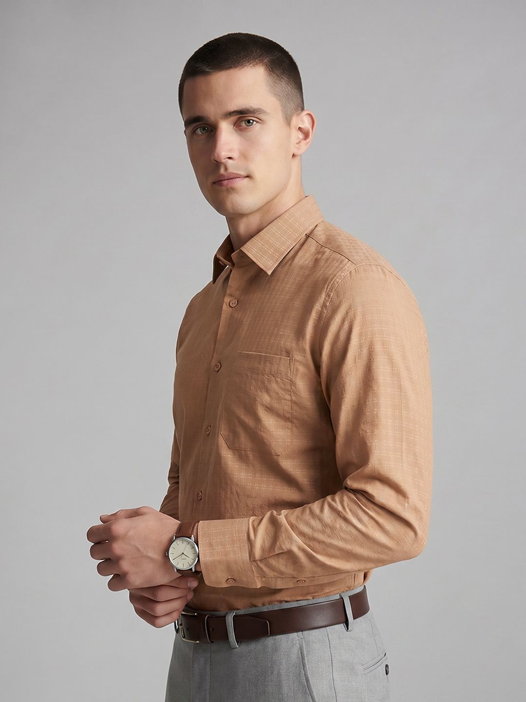 Louis Philippe Textured Pure Cotton Formal Shirt-picture-14