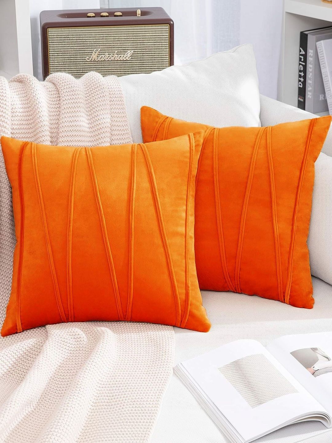 Khooti Orange Set of 2 Velvet Square Cushion Covers-picture-32