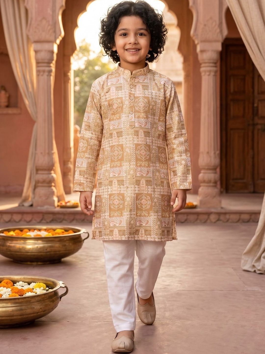 Aj DEZInES Boys Ethnic Motifs Printed Regular Kurta with Pyjamas-picture-52