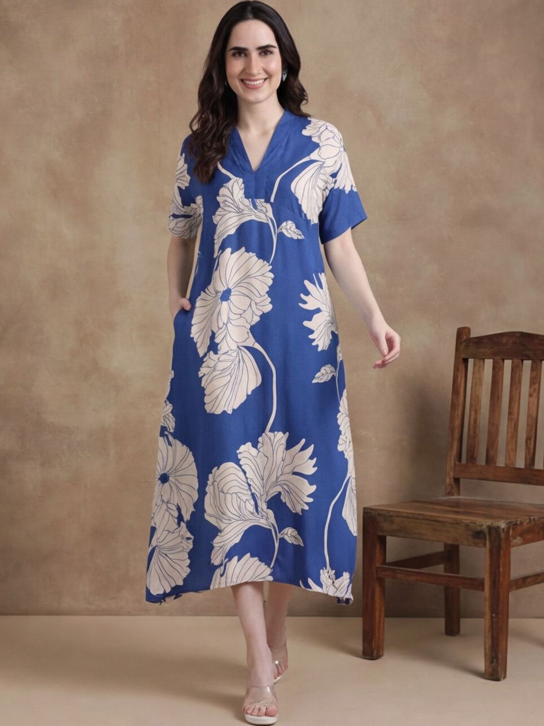 anouk Floral Printed A-Line Ethnic Dress-picture-10