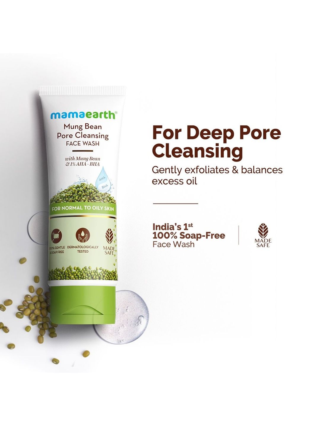 Mamaearth Mung Bean Pore Cleansing Face Wash With Mung Bean-100 ml-image-37