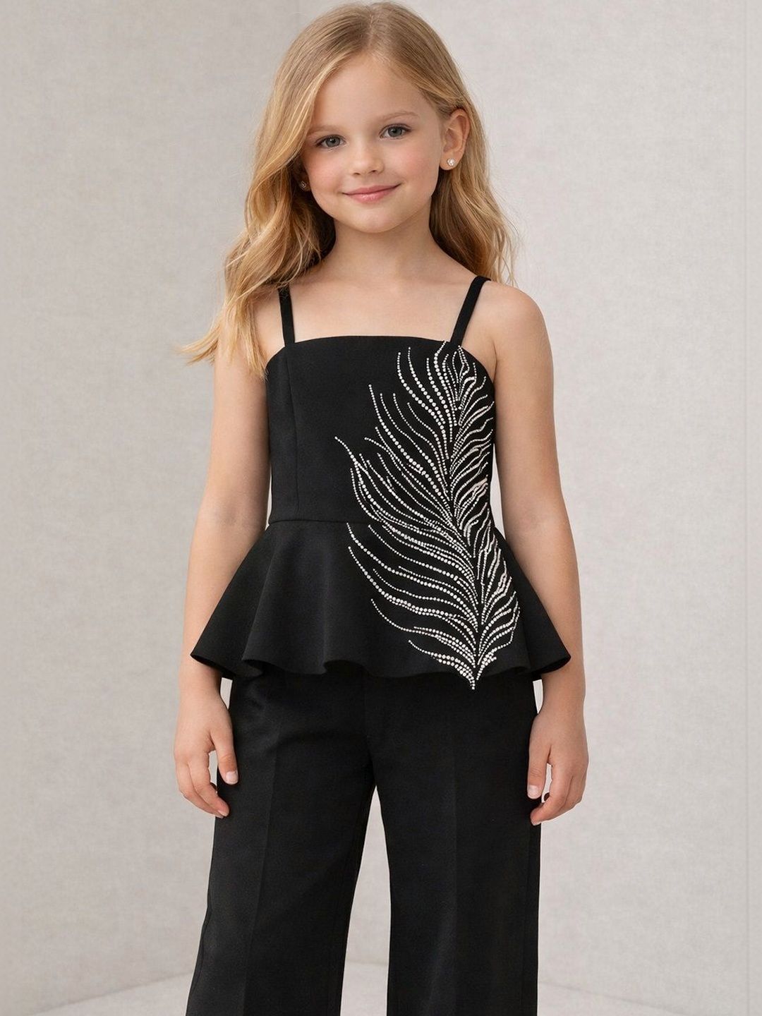 THE LITTLE CELEBS Girls Embellished Top with Trousers-picture-35