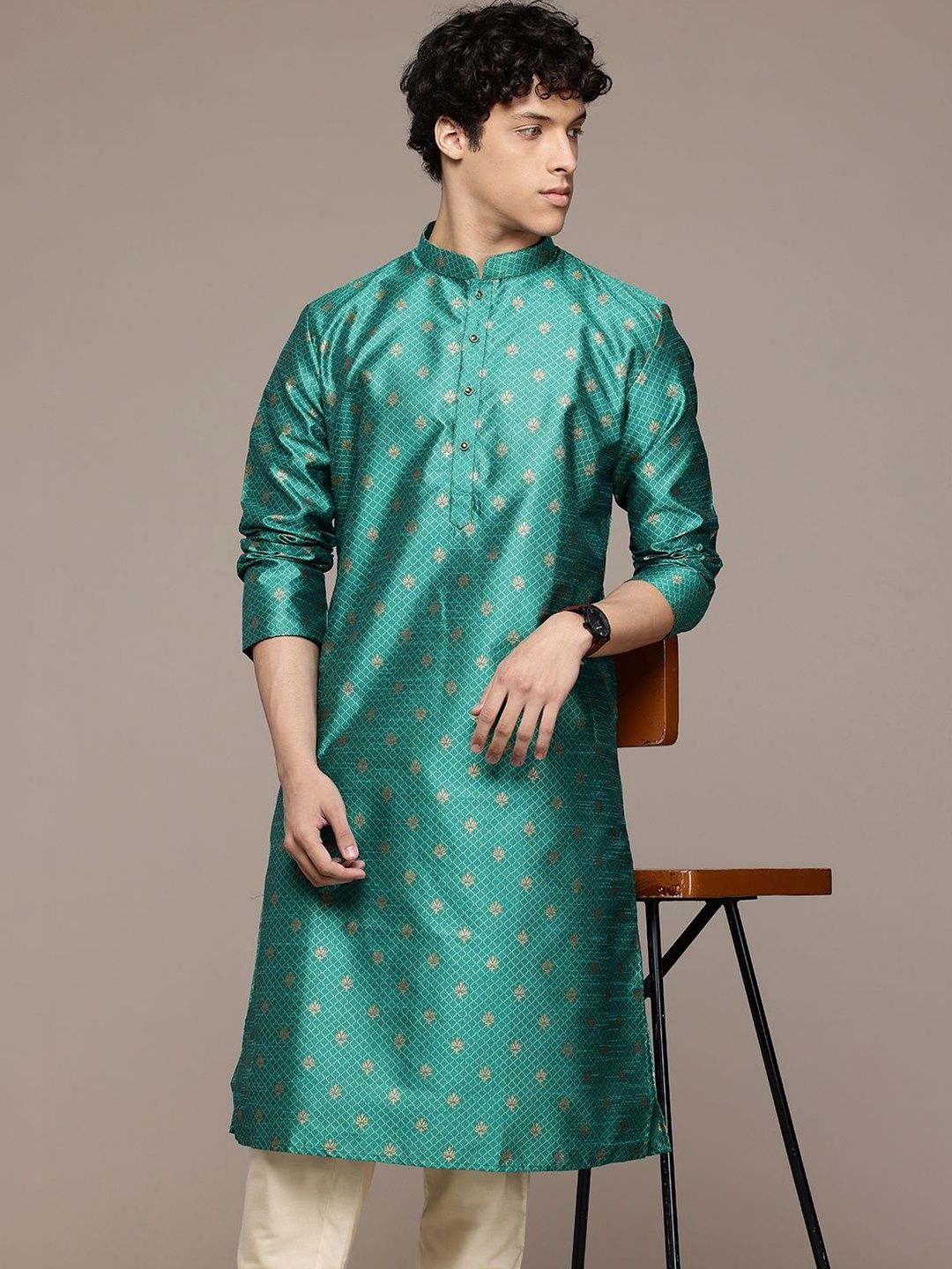 PulseIQ Men Jacquard Kurta-picture-47