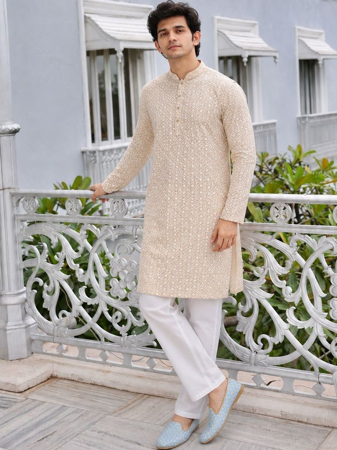 Anouk Men Ethnic Motifs Embroidered Chikankari Kurta-image-35