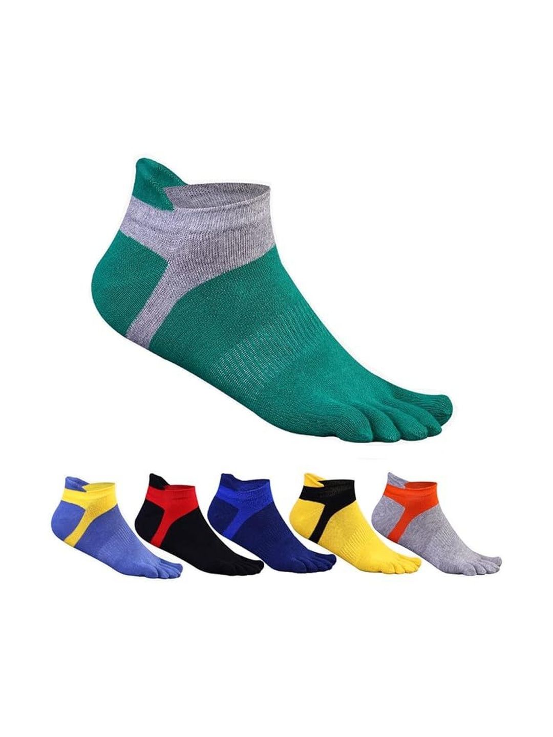 LORITTA Men Pack of 6 Cotton Colourblocked Ankle Length Socks-picture-49