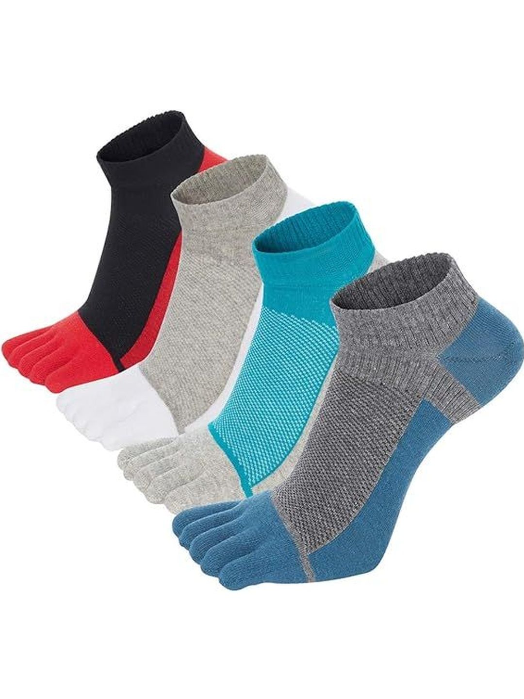 LORITTA Men Pack of 4 Cotton Colourblocked Ankle Length Socks-picture-20