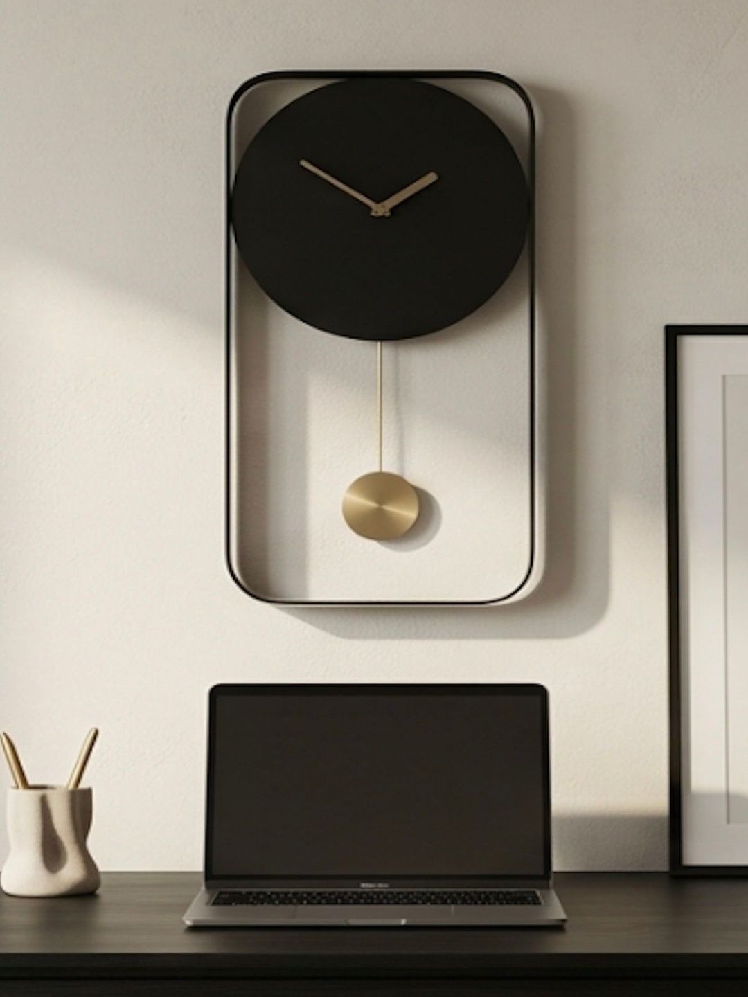 THE ARTMENT Black & Gold-Toned Contemporary Wall Clock-image-19