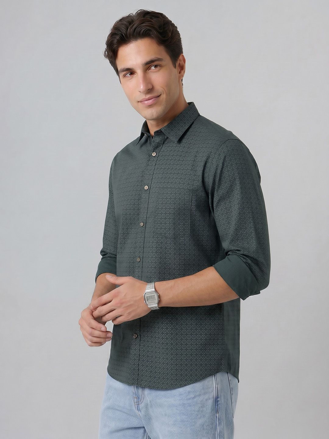 Indian Terrain Slim Fit Geometric Printed Casual Shirt-picture-22