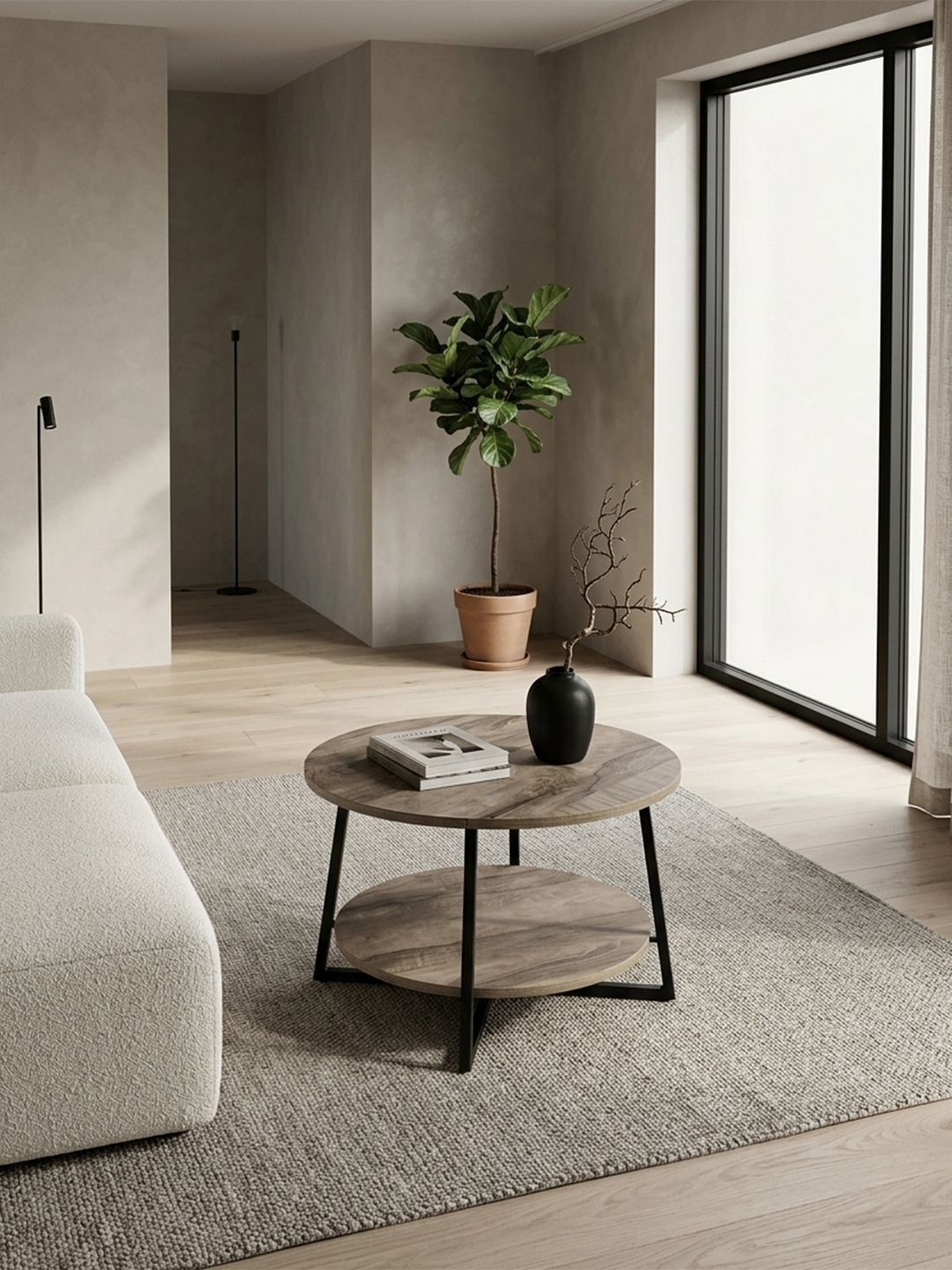 THEGASBH Brown & Black Printed Round Coffee Table-image-15