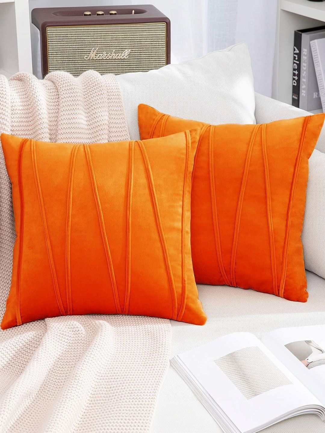 Khooti Orange Set of 2 Velvet Square Cushion Covers-picture-31
