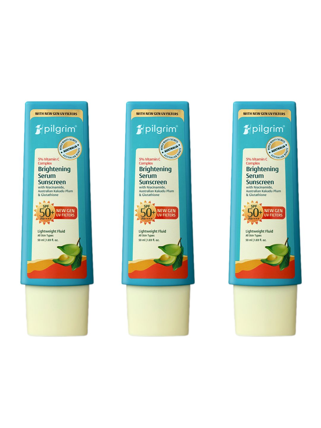 Pilgrim Set Of 3 Brightening Serum Sunscreen SPF 50+ PA++++ - 50 ml Each-image-22