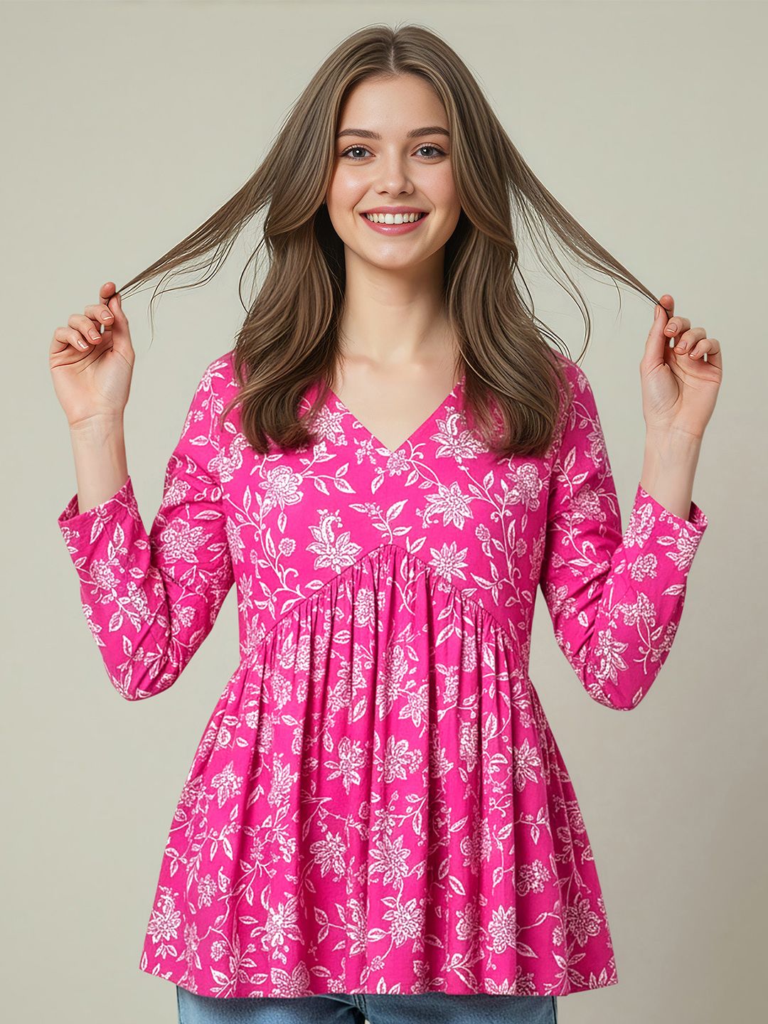 Maheshvi Floral Print Peplum Top-picture-31